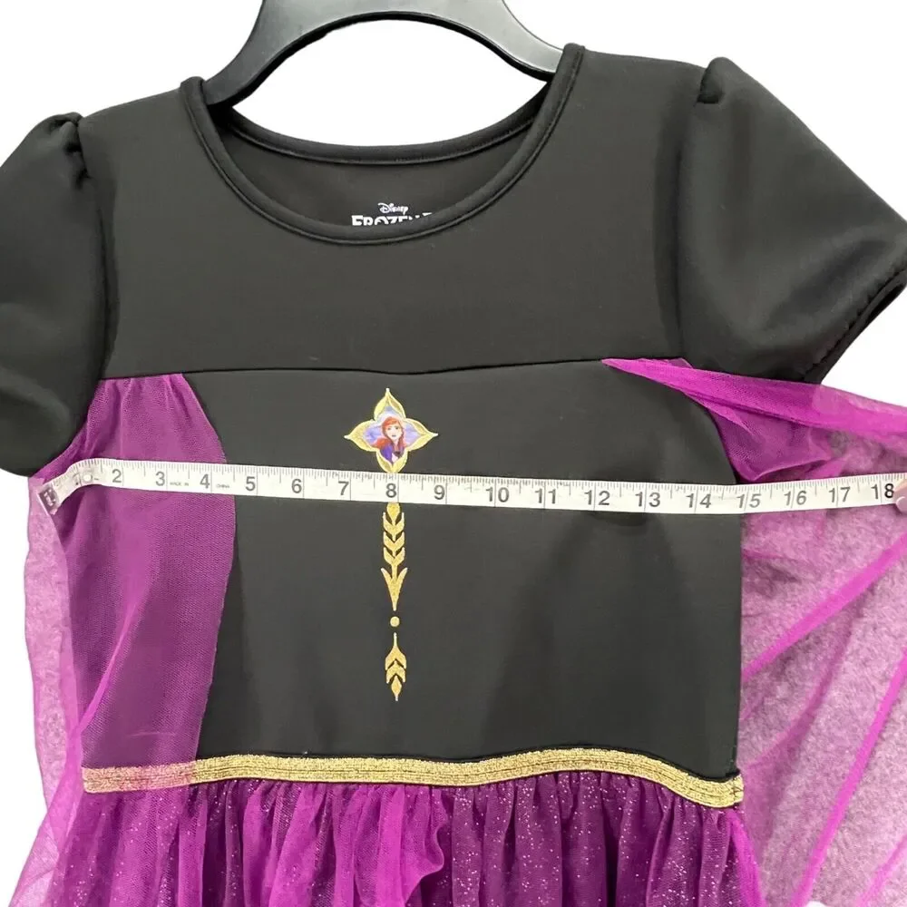 Disney Frozen II Anna Cape Dress Costume L 10-12 Black Purple Halloween Dress Up